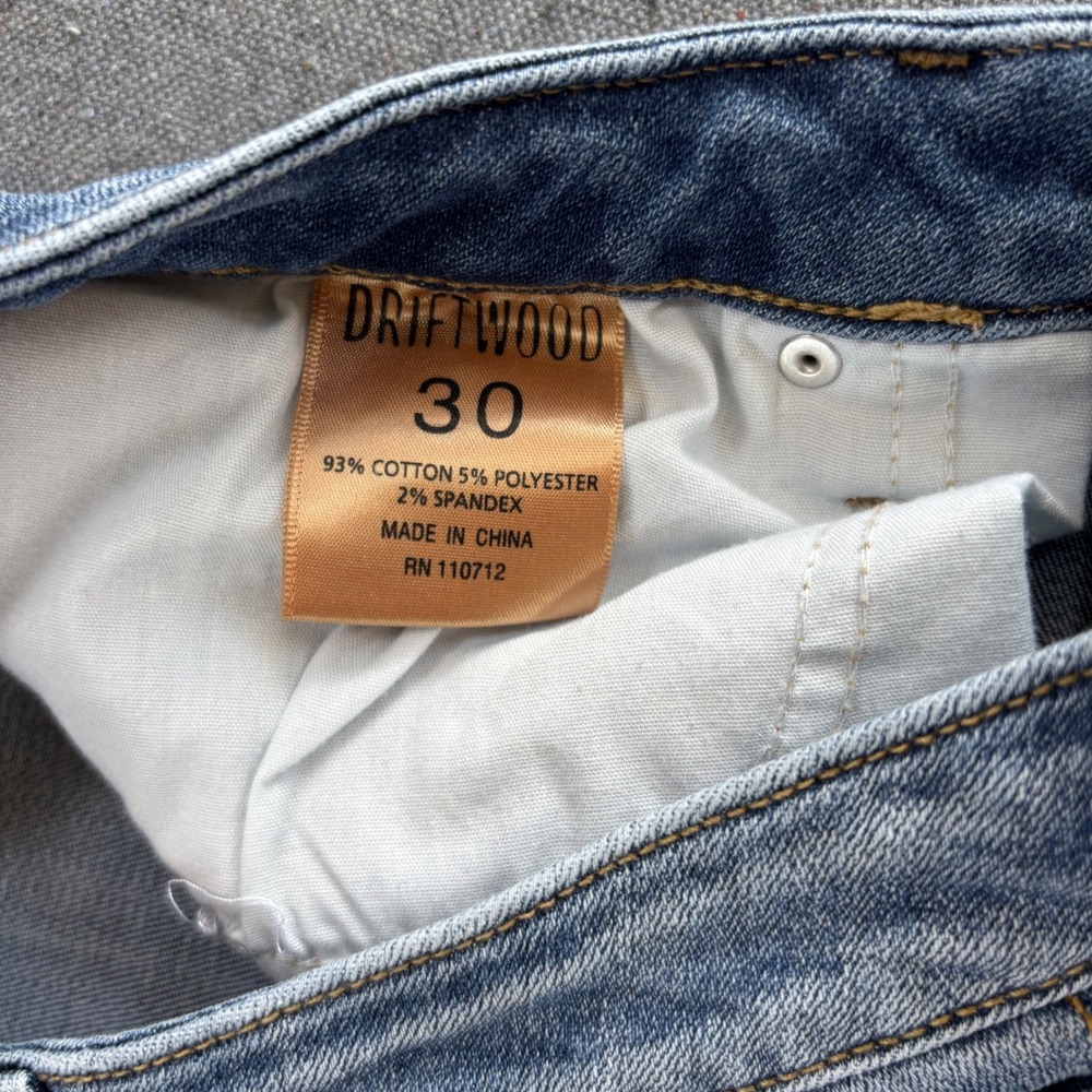 Driftwood Jackie Jeans Women Size 30 Blue Excellent Floral Embroidered Raw Hem - Picture 4 of 10